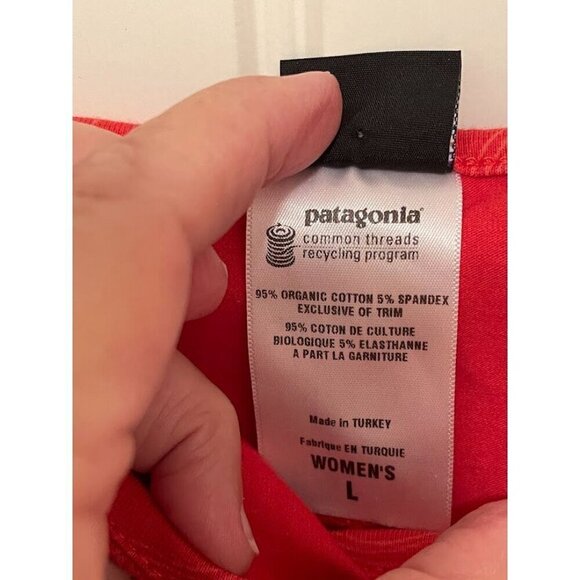 Patagonia Organic Cotton Orange/Red Floral‎ Mini Dress / Tunic women's sz L - Picture 4 of 13